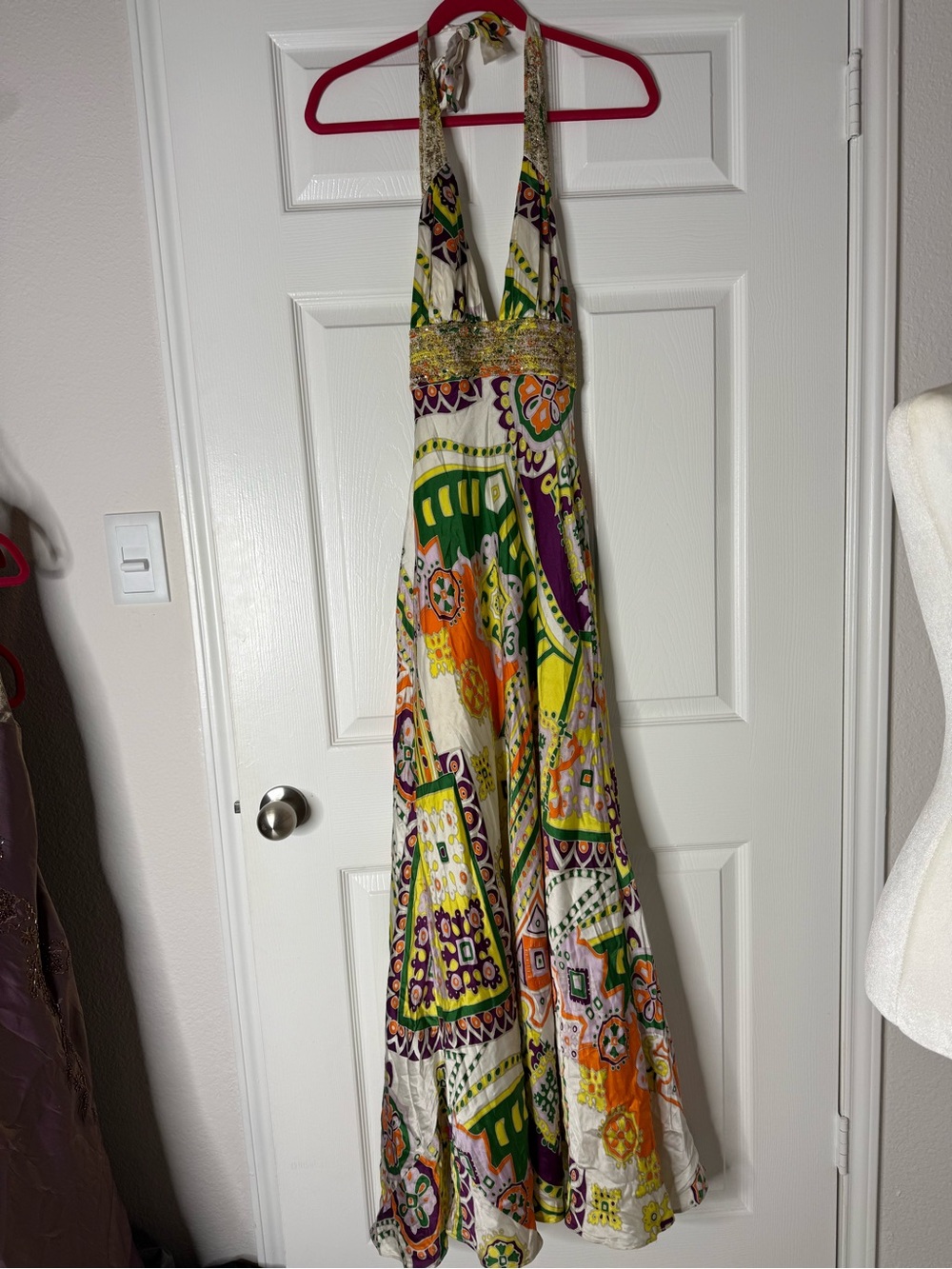 Vintage Mary Couture Bohemian Halter Maxi Dress in Multicolor